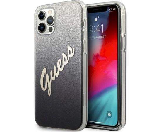 Guess GUHCP12LPCUGLSBK Glitter Gradient Script Защитный чехол для iPhone 12 Pro Max 6,7" / чёрный Чехлы - альтернативные