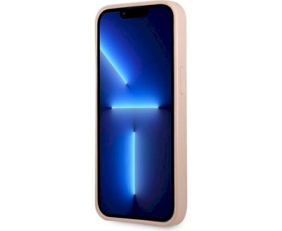 Guess GUHCP13LPSATPP Hardcase Saffiano Triangle Logo Cardslot Aizsargapvalks priekš iPhone 13 Pro / 13 6,1" / rozā Neoriģinālie Maciņi