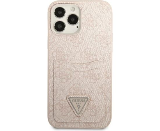 Guess GUHCP13LP4TPP hardcase 4G Triangle Logo Cardslot Aizsargapvalks priekš iPhone 13 Pro / 13 6,1" / rozā Neoriģinālie Maciņi