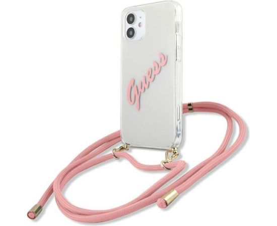 Guess GUHCP12SCRTVSPI Script Vintage Aizsargapvalks priekš iPhone 12 mini 5,4" / rozā Neoriģinālie Maciņi