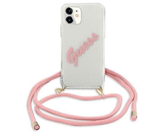 Guess GUHCP12SCRTVSPI Script Vintage Aizsargapvalks priekš iPhone 12 mini 5,4" / rozā Neoriģinālie Maciņi