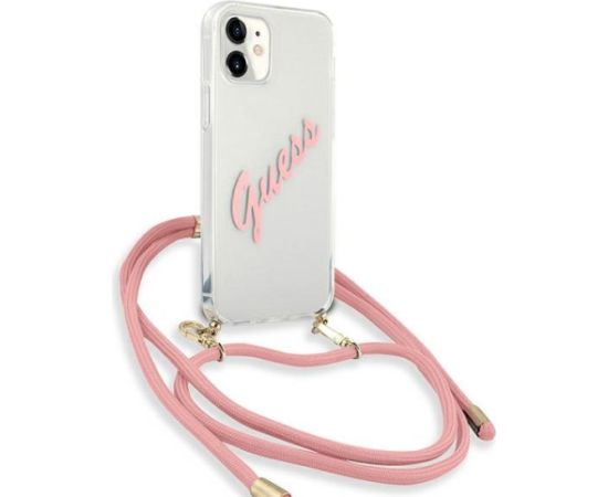 Guess GUHCP12SCRTVSPI Script Vintage Aizsargapvalks priekš iPhone 12 mini 5,4" / rozā Neoriģinālie Maciņi