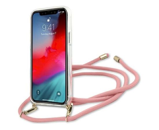 Guess GUHCP12SCRTVSPI Script Vintage Aizsargapvalks priekš iPhone 12 mini 5,4" / rozā Neoriģinālie Maciņi