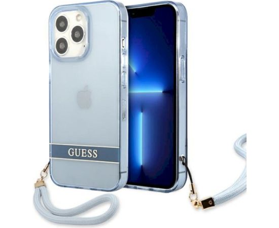 Guess GUHCP13LHTSGSB Hardcase Translucent Stap Aizsargapvalks priekš iPhone 13 Pro / 13 6,1" / zils Neoriģinālie Maciņi