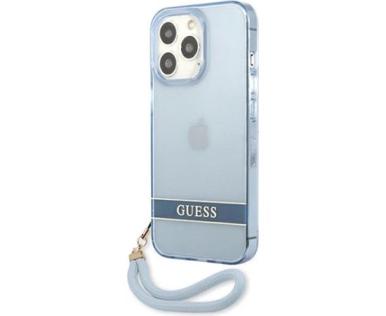 Guess GUHCP13LHTSGSB Hardcase Translucent Stap Aizsargapvalks priekš iPhone 13 Pro / 13 6,1" / zils Neoriģinālie Maciņi