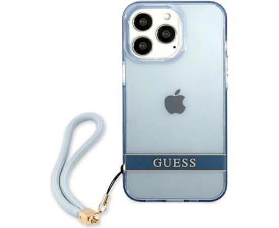 Guess GUHCP13LHTSGSB Hardcase Translucent Stap Aizsargapvalks priekš iPhone 13 Pro / 13 6,1" / zils Neoriģinālie Maciņi