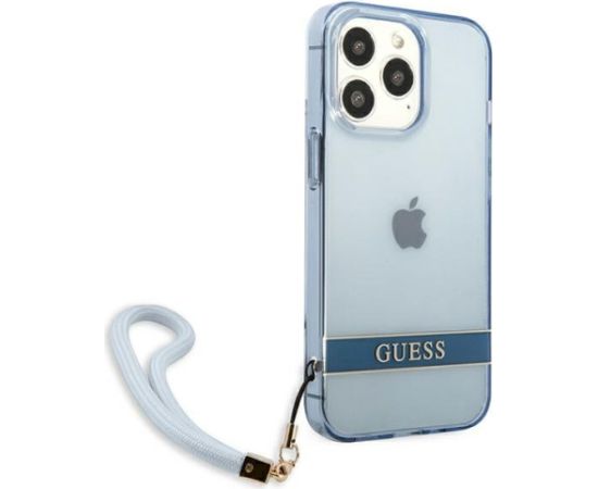 Guess GUHCP13LHTSGSB Hardcase Translucent Stap Aizsargapvalks priekš iPhone 13 Pro / 13 6,1" / zils Neoriģinālie Maciņi
