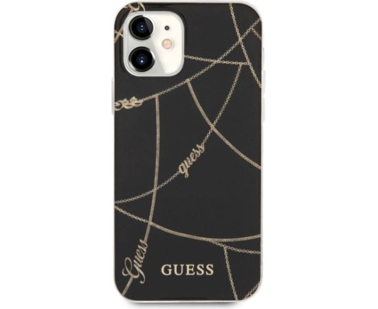Guess GUHCP12SPCUCHBK Gold Chain Collection Aizsargapvalks priekš iPhone 12 mini 5,4" / melns Neoriģinālie Maciņi
