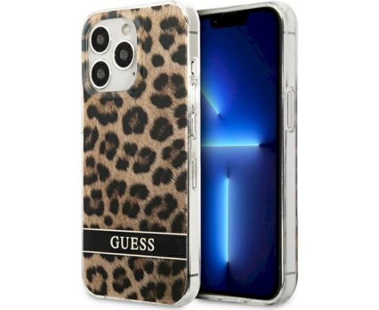 Guess GUHCP13LHSLEOW Hardcase Leopard Aizsargapvalks priekš iPhone 13 Pro / 13 6,1" / brūns Neoriģinālie Maciņi