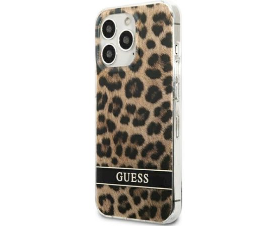 Guess GUHCP13LHSLEOW Hardcase Leopard Aizsargapvalks priekš iPhone 13 Pro / 13 6,1" / brūns Neoriģinālie Maciņi
