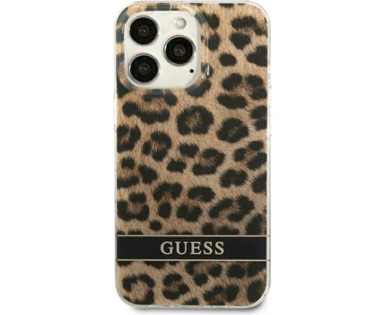 Guess GUHCP13LHSLEOW Hardcase Leopard Aizsargapvalks priekš iPhone 13 Pro / 13 6,1" / brūns Neoriģinālie Maciņi