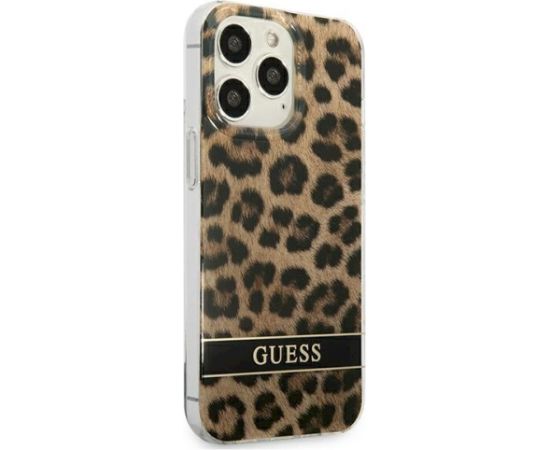 Guess GUHCP13LHSLEOW Hardcase Leopard Aizsargapvalks priekš iPhone 13 Pro / 13 6,1" / brūns Neoriģinālie Maciņi