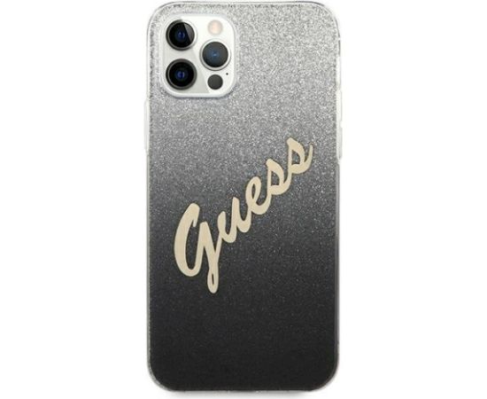 Guess GUHCP12MPCUGLSBK Glitter Gradient Script Защитный чехол для iPhone 12/12 Pro 6,1" / чёрный Чехлы - альтернативные