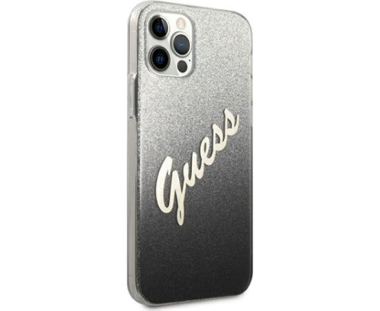 Guess GUHCP12MPCUGLSBK Glitter Gradient Script Защитный чехол для iPhone 12/12 Pro 6,1" / чёрный Чехлы - альтернативные