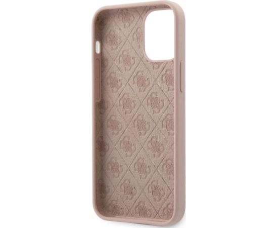 Guess GUHCP12SLSLMGLP Silicone Script Gold Logo Aizsargapvalks priekš iPhone 12 mini 5,4" / gaiši rozā Neoriģinālie Maciņi