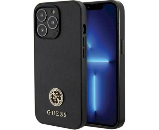 Guess GUHCP13LPS4DGPK Hardcase Strass Metal Logo Aizsargapvalks priekš iPhone 13 Pro 6.1" / melns Neoriģinālie Maciņi