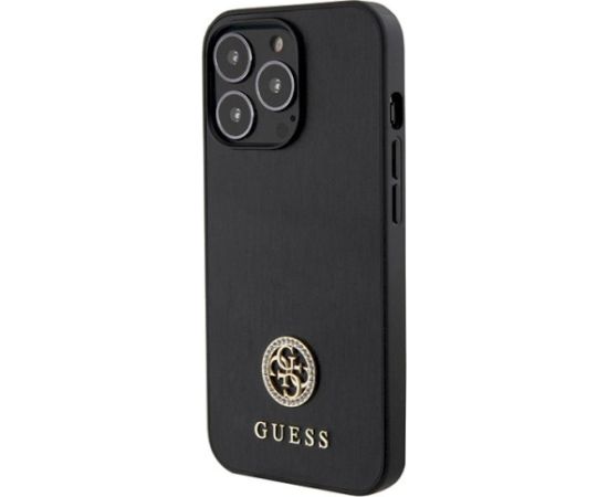 Guess GUHCP13LPS4DGPK Hardcase Strass Metal Logo Aizsargapvalks priekš iPhone 13 Pro 6.1" / melns Neoriģinālie Maciņi