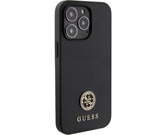 Guess GUHCP13LPS4DGPK Hardcase Strass Metal Logo Aizsargapvalks priekš iPhone 13 Pro 6.1" / melns Neoriģinālie Maciņi