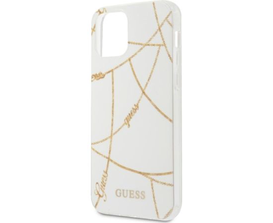 Guess GUHCP12LPCUCHWH Gold Chain Collection Aizsargapvalks priekš iPhone 12 Pro Max 6,7" / balts Neoriģinālie Maciņi