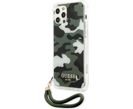 Guess GUHCP12MKSARKA Camo Collection Aizsargapvalks priekš iPhone 12/12 Pro 6,1" / haki Neoriģinālie Maciņi