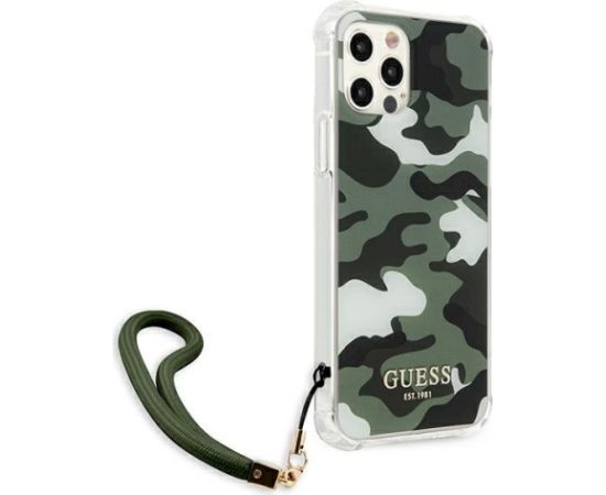 Guess GUHCP12MKSARKA Camo Collection Aizsargapvalks priekš iPhone 12/12 Pro 6,1" / haki Neoriģinālie Maciņi