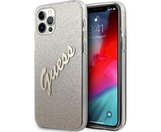 Guess GUHCP12LPCUGLSGO Glitter Gradient Script Hardcase Защитный чехол для iPhone 12 Pro Max 6,7" / золотой Чехлы - альтернативные
