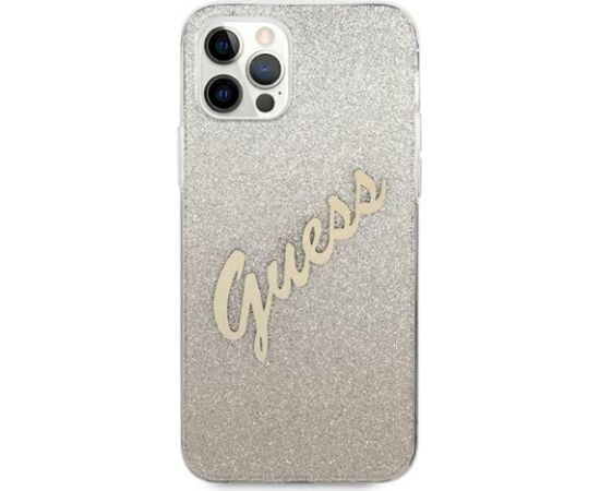Guess GUHCP12LPCUGLSGO Glitter Gradient Script Hardcase Защитный чехол для iPhone 12 Pro Max 6,7" / золотой Чехлы - альтернативные