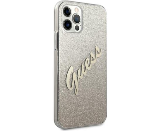 Guess GUHCP12LPCUGLSGO Glitter Gradient Script Hardcase Защитный чехол для iPhone 12 Pro Max 6,7" / золотой Чехлы - альтернативные