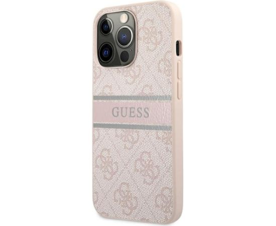 Guess GUHCP13L4GDPI 4G Stripe Aizsargapvalks priekš iPhone 13 Pro / 13 6,1" / rozā Neoriģinālie Maciņi