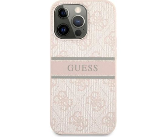 Guess GUHCP13L4GDPI 4G Stripe Aizsargapvalks priekš iPhone 13 Pro / 13 6,1" / rozā Neoriģinālie Maciņi