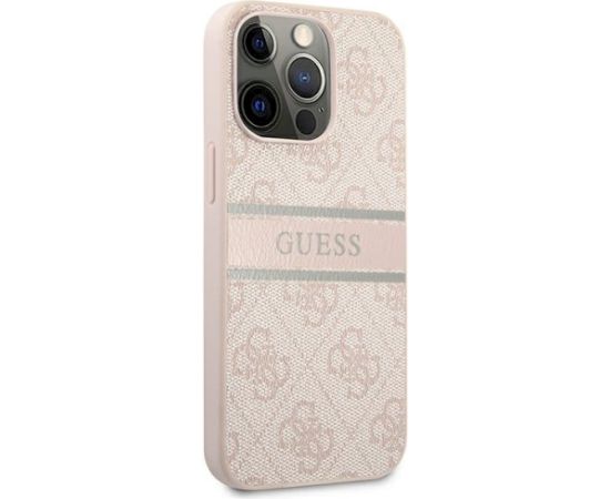 Guess GUHCP13L4GDPI 4G Stripe Aizsargapvalks priekš iPhone 13 Pro / 13 6,1" / rozā Neoriģinālie Maciņi