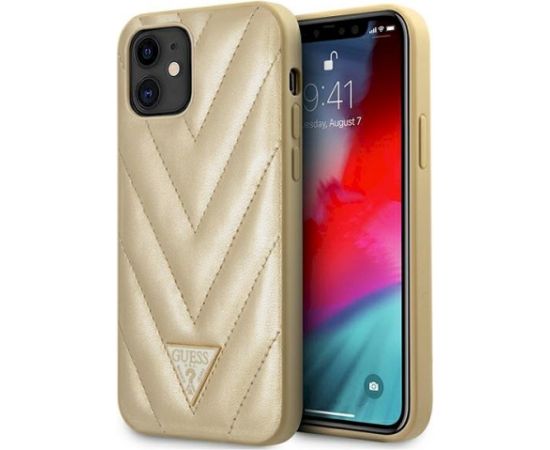 Guess GUHCP12SPUVQTMLBE V-Quilted Collection Aizsargapvalks priekš iPhone 12 mini 5,4" / zelta Neoriģinālie Maciņi