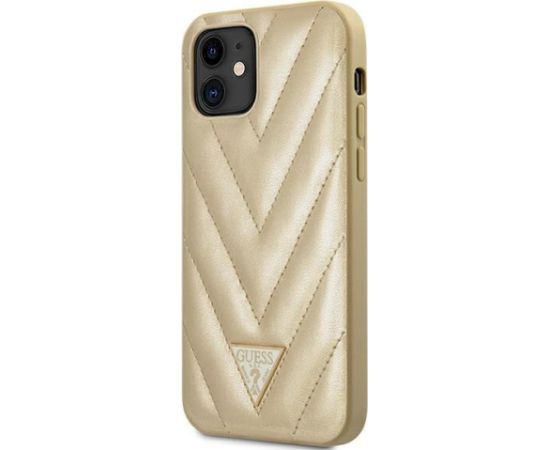 Guess GUHCP12SPUVQTMLBE V-Quilted Collection Aizsargapvalks priekš iPhone 12 mini 5,4" / zelta Neoriģinālie Maciņi