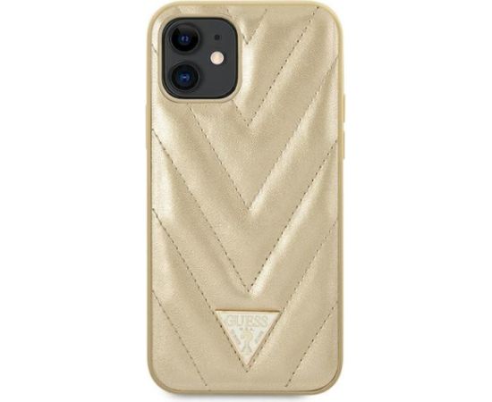 Guess GUHCP12SPUVQTMLBE V-Quilted Collection Aizsargapvalks priekš iPhone 12 mini 5,4" / zelta Neoriģinālie Maciņi