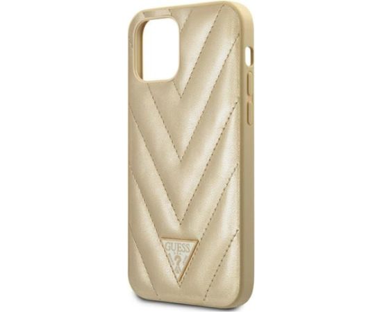 Guess GUHCP12SPUVQTMLBE V-Quilted Collection Aizsargapvalks priekš iPhone 12 mini 5,4" / zelta Neoriģinālie Maciņi