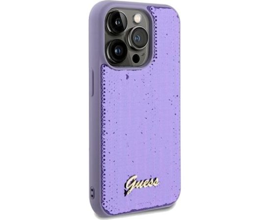 Guess GUHCP13XPSFDGSU Sequin Script Metal Aizsargapvalks priekš iPhone 13 Pro Max 6.7" / violets Neoriģinālie Maciņi