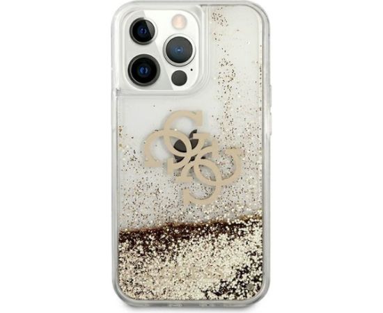 Guess GUHCP13XLG4GGO Hardcase 4G Big Liquid Glitter Aizsargapvalks priekš iPhone 13 Pro Max 6,7" / zelta Neoriģinālie Maciņi