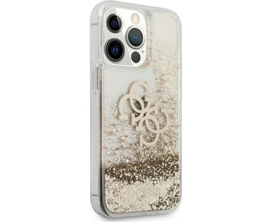 Guess GUHCP13XLG4GGO Hardcase 4G Big Liquid Glitter Aizsargapvalks priekš iPhone 13 Pro Max 6,7" / zelta Neoriģinālie Maciņi