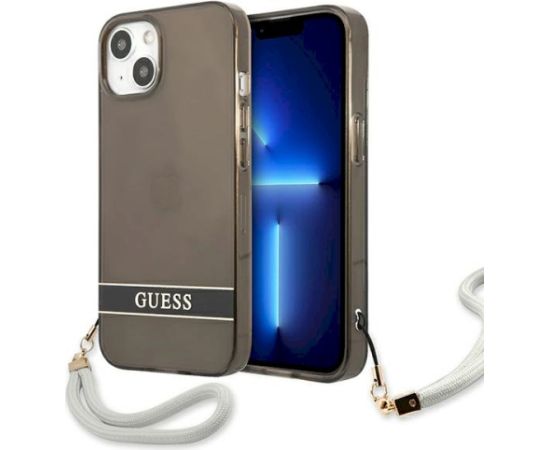 Guess GUHCP13SHTSGSK Hardcase Translucent Stap Aizsargapvalks priekš iPhone 13 mini 5,4" / melns Neoriģinālie Maciņi