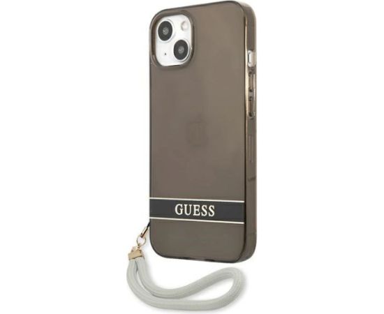 Guess GUHCP13SHTSGSK Hardcase Translucent Stap Aizsargapvalks priekš iPhone 13 mini 5,4" / melns Neoriģinālie Maciņi