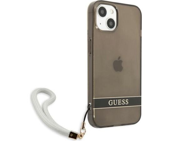 Guess GUHCP13SHTSGSK Hardcase Translucent Stap Aizsargapvalks priekš iPhone 13 mini 5,4" / melns Neoriģinālie Maciņi