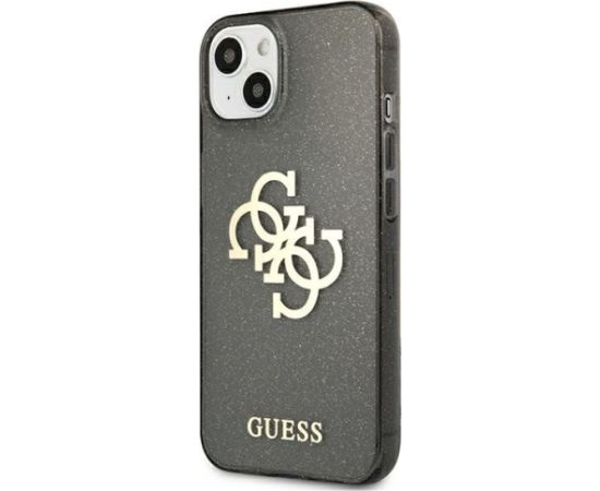 Guess GUHCP13SPCUGL4GBK Glitter 4G Big Logo Aizsargapvalks priekš iPhone 13 mini 5,4" / melns Neoriģinālie Maciņi