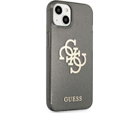 Guess GUHCP13SPCUGL4GBK Glitter 4G Big Logo Aizsargapvalks priekš iPhone 13 mini 5,4" / melns Neoriģinālie Maciņi