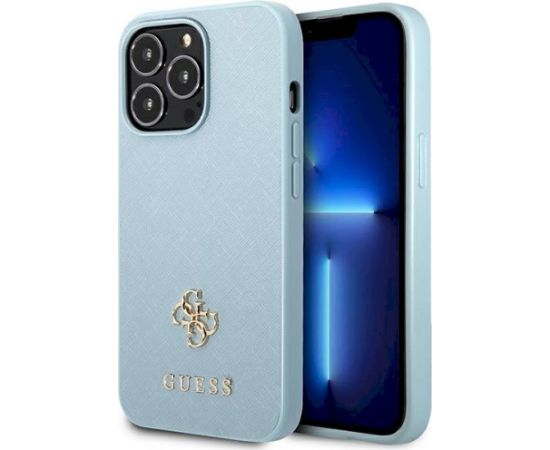 Guess GUHCP13XPS4MB Saffiano 4G Small Metal Logo Aizsargapvalks priekš iPhone 13 Pro Max 6,7" / zils Neoriģinālie Maciņi