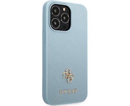 Guess GUHCP13XPS4MB Saffiano 4G Small Metal Logo Aizsargapvalks priekš iPhone 13 Pro Max 6,7" / zils Neoriģinālie Maciņi