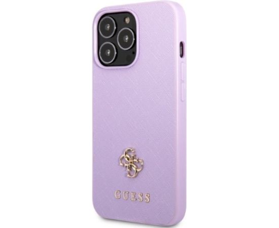 Guess GUHCP13XPS4MU Saffiano 4G Small Metal Logo Aizsargapvalks priekš iPhone 13 Pro Max 6,7" / violets Neoriģinālie Maciņi