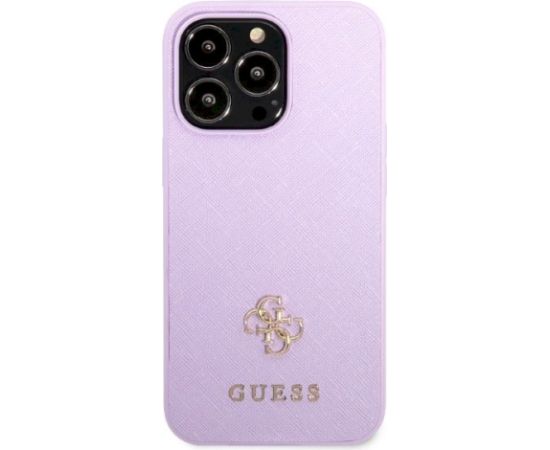 Guess GUHCP13XPS4MU Saffiano 4G Small Metal Logo Aizsargapvalks priekš iPhone 13 Pro Max 6,7" / violets Neoriģinālie Maciņi