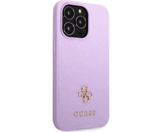 Guess GUHCP13XPS4MU Saffiano 4G Small Metal Logo Aizsargapvalks priekš iPhone 13 Pro Max 6,7" / violets Neoriģinālie Maciņi