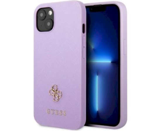 Guess GUHCP13SPS4MU Saffiano 4G Small Metal Logo Aizsargapvalks priekš iPhone 13 mini 5,4" / violets Neoriģinālie Maciņi