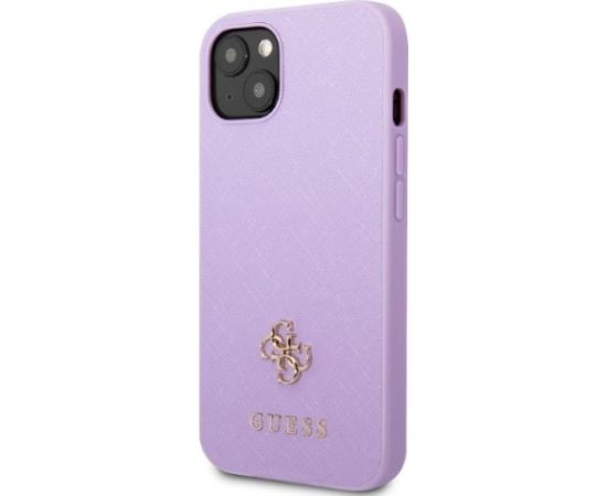 Guess GUHCP13SPS4MU Saffiano 4G Small Metal Logo Aizsargapvalks priekš iPhone 13 mini 5,4" / violets Neoriģinālie Maciņi